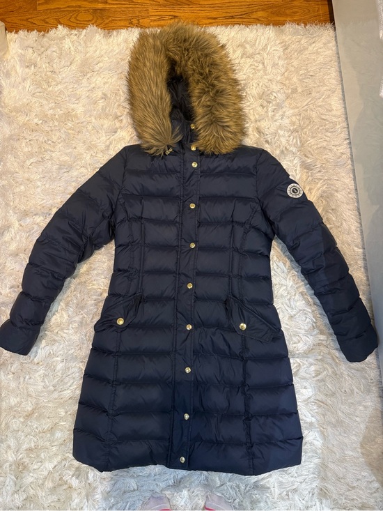 Juicy Couture Jackets & Blazers - Juicy Couture Navy Quilted Puffer Coat with Faux Fur Hood